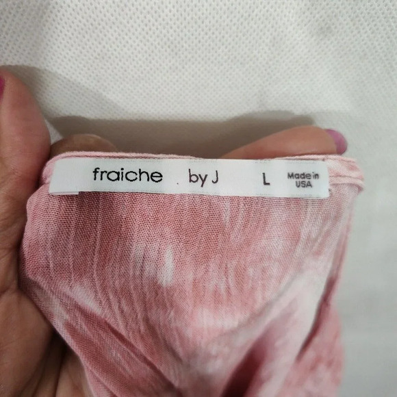 Fraiche by J Romper V-neck Surplice Smocked Waist Shorts Women Size L Pink - Picture 7 of 9